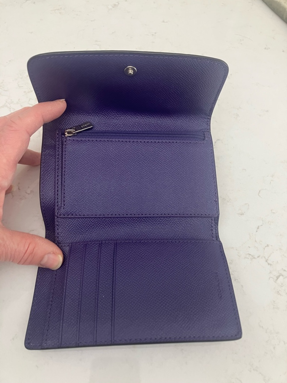 Coach Purple Pebbled Leather Medium Flap Wallet - Picture 3 of 3